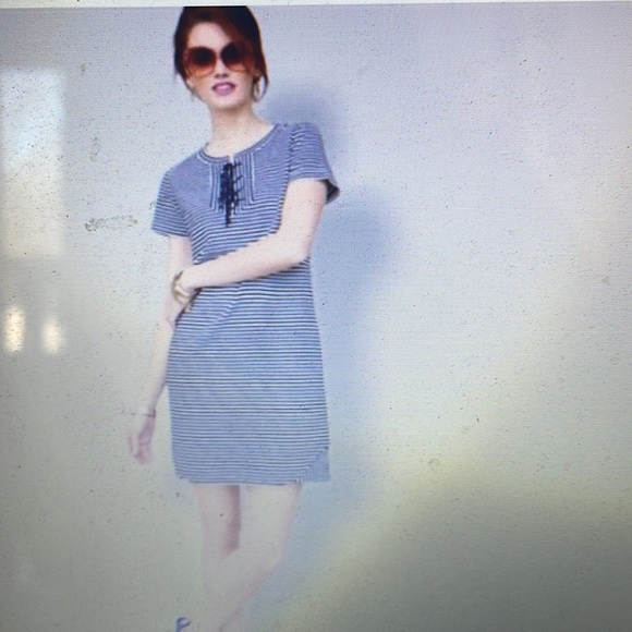 CAbi Captain Striped  Short Sleeve Knit Nautical Dress #5268 Size M - Picture 1 of 14